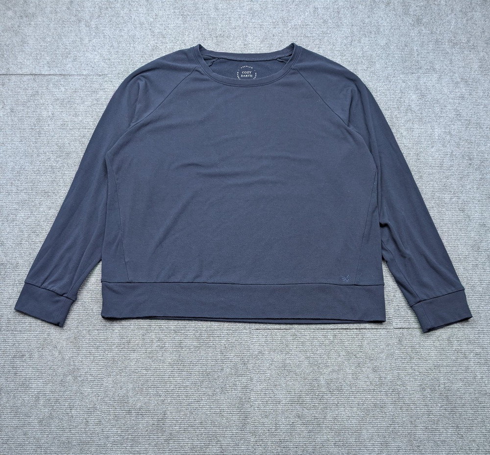 Cozy Earth Sweatshirt Womens XL Blue Bamboo Athleisure Natural Lounge Pullover
